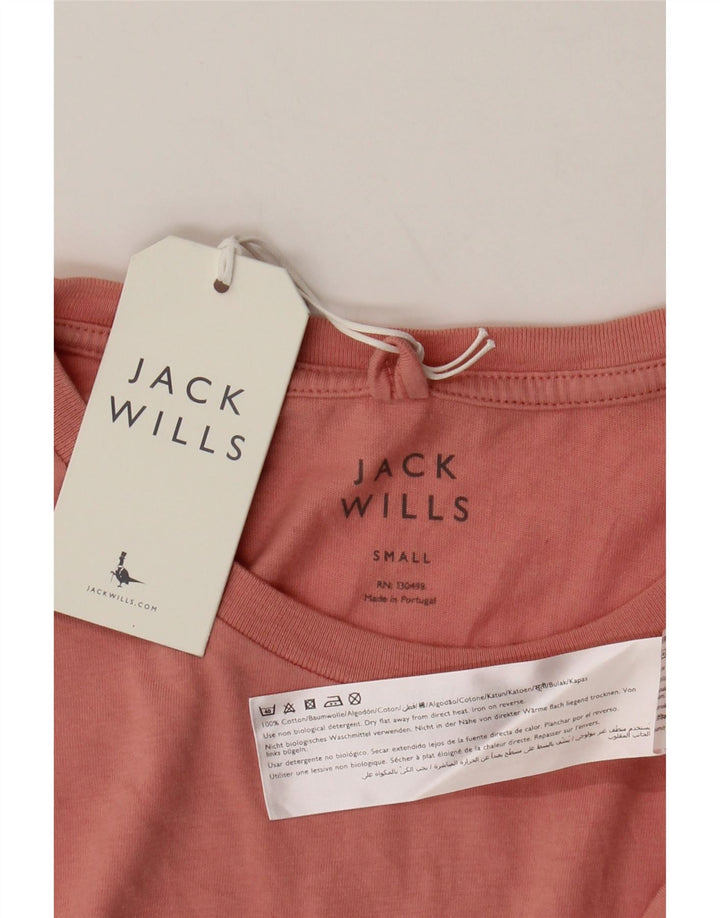 Camiseta masculina Jack Wills top pequeno algodão rosa