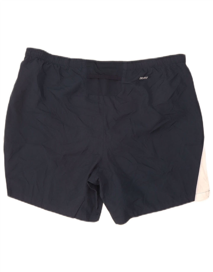 Shorts esportivos masculinos Nike Dri Fit médio azul marinho colorblock poliéster