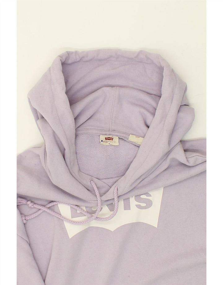 LEVI'S Womens Graphic Hoodie Jumper UK 14 Medium Purple Cotton Vintage Levi's and Second-Hand Levi's from Messina Hembry 