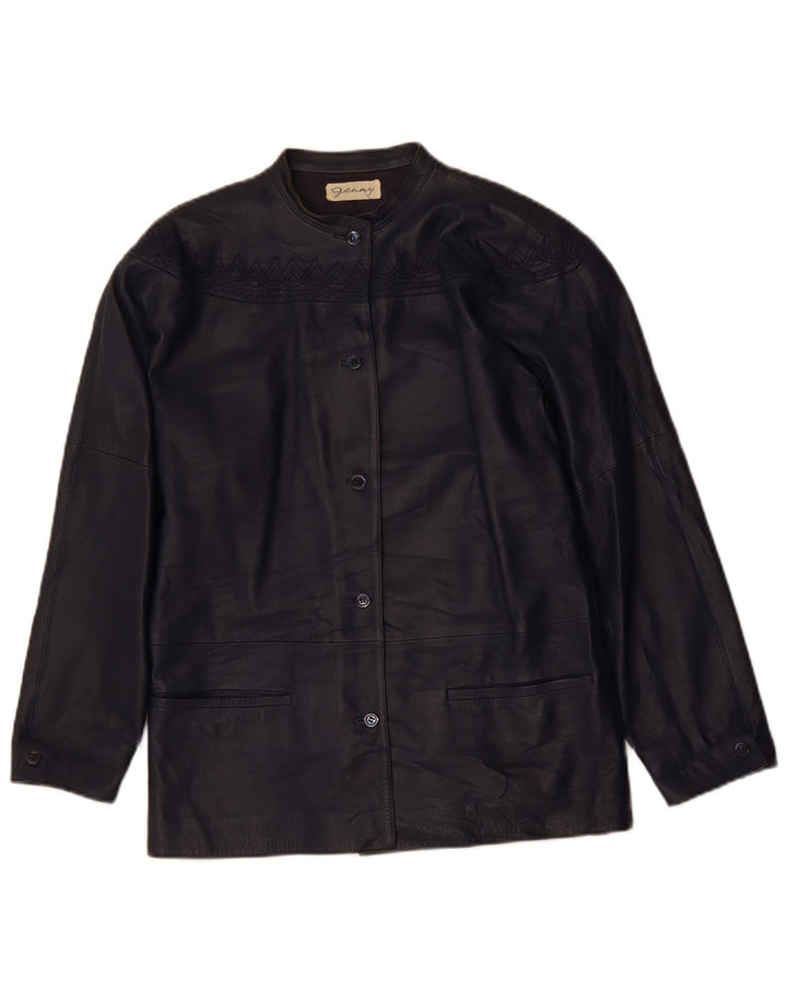Jaqueta feminina de couro oversized GENNY EU 34 XS azul marinho