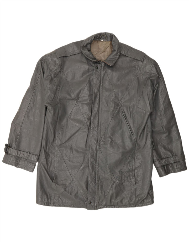 Jaqueta de couro masculina vintage IT 52 XL couro cinza