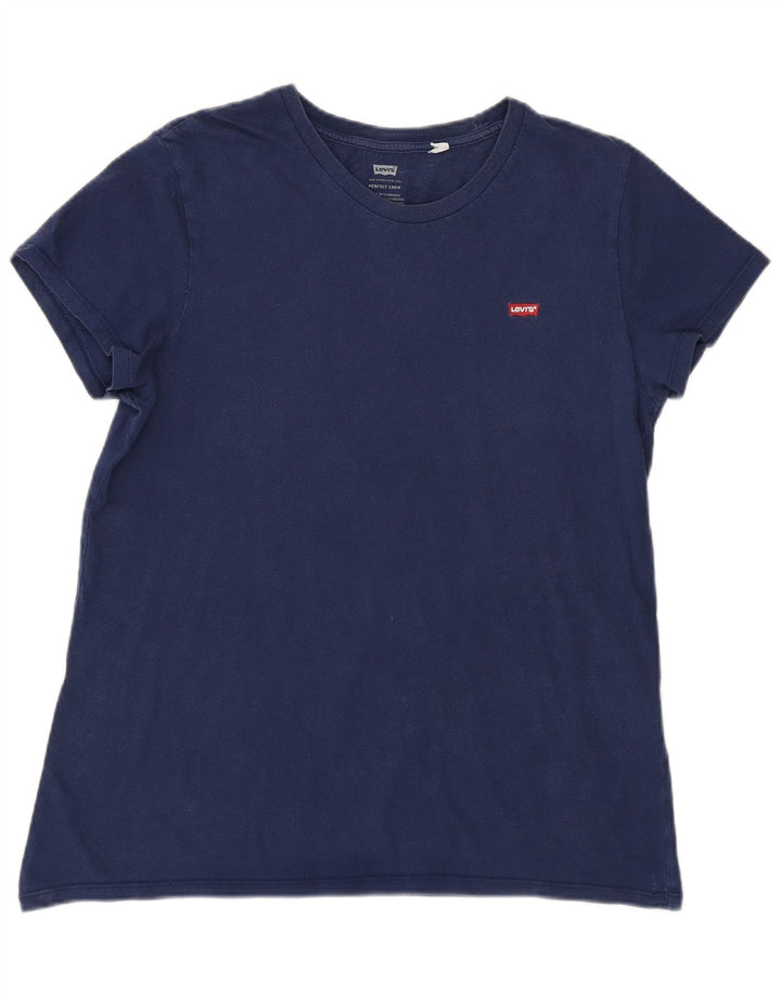 Camiseta feminina Levi's UK 16 grande algodão azul marinho