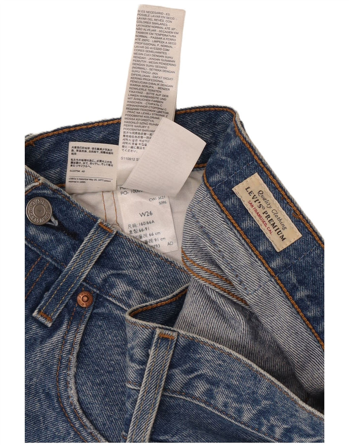 Shorts jeans feminino Levi's 501 desgastado W26 pequeno algodão azul
