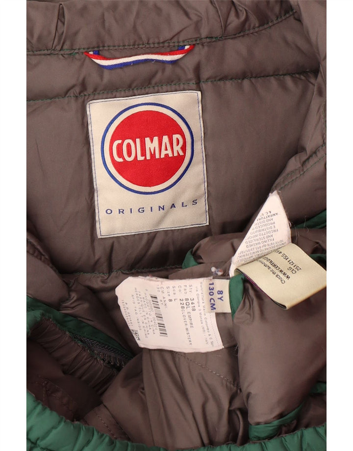 COLMAR Boys Hooded Padded Jacket 7-8 Years Green Polyester
