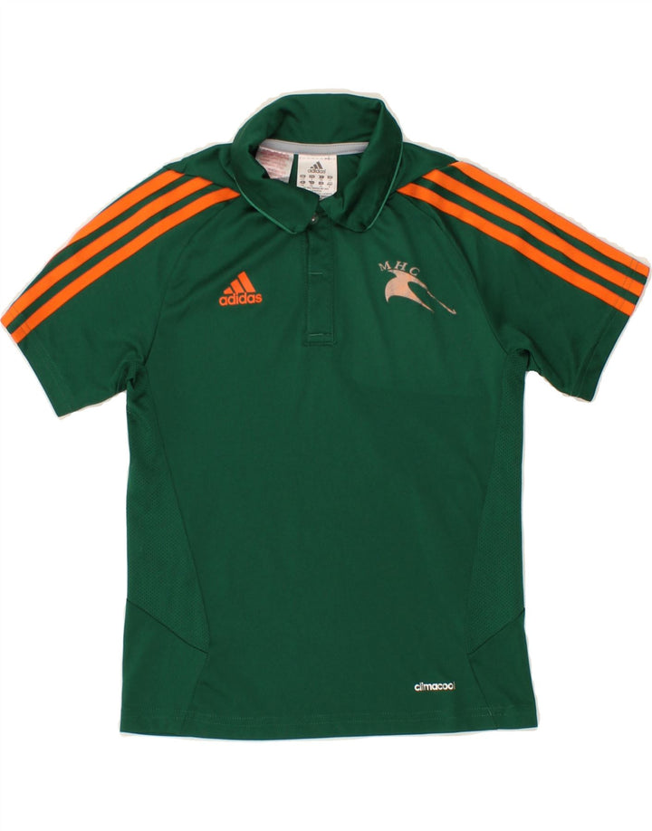 ADIDAS Boys Climacool Polo Shirt 9-10 Years Green Polyester Vintage Adidas and Second-Hand Adidas from Messina Hembry 