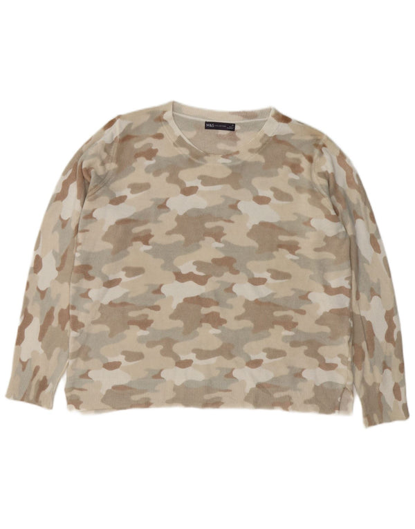 Suéter feminino Marks & Spencer com gola canoa UK 18 XL cinza camuflado