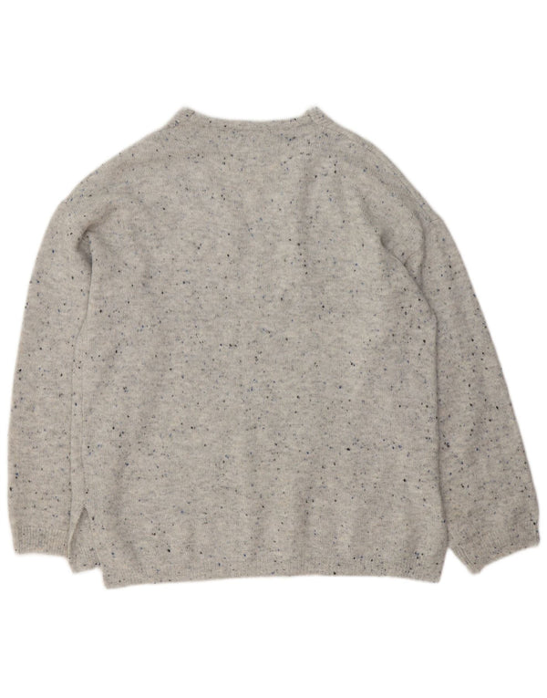 Suéter feminino Marks & Spencer com decote em V Reino Unido 14 cinza médio manchado