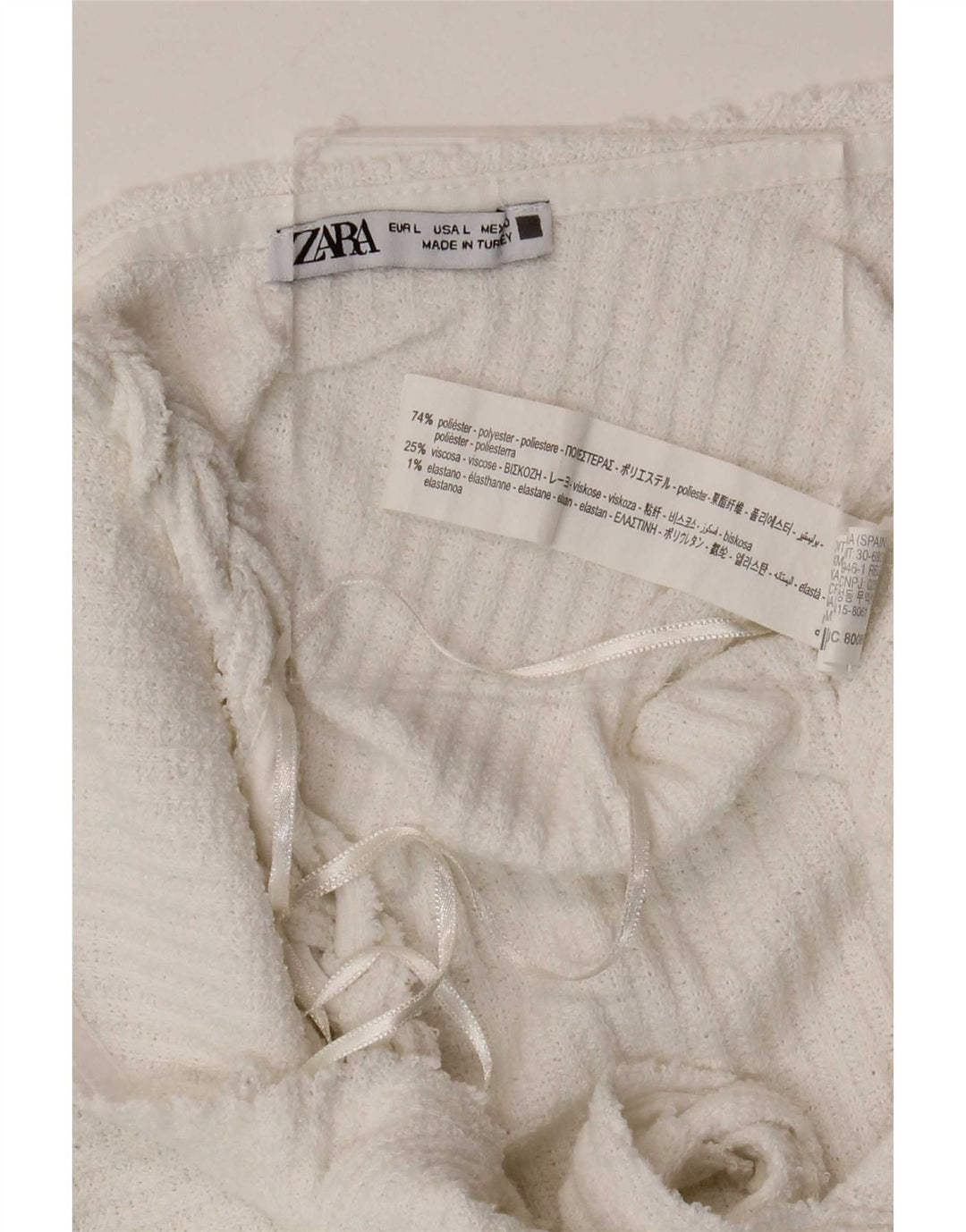 Vestido feminino sem mangas Zara UK 14 grande poliéster branco