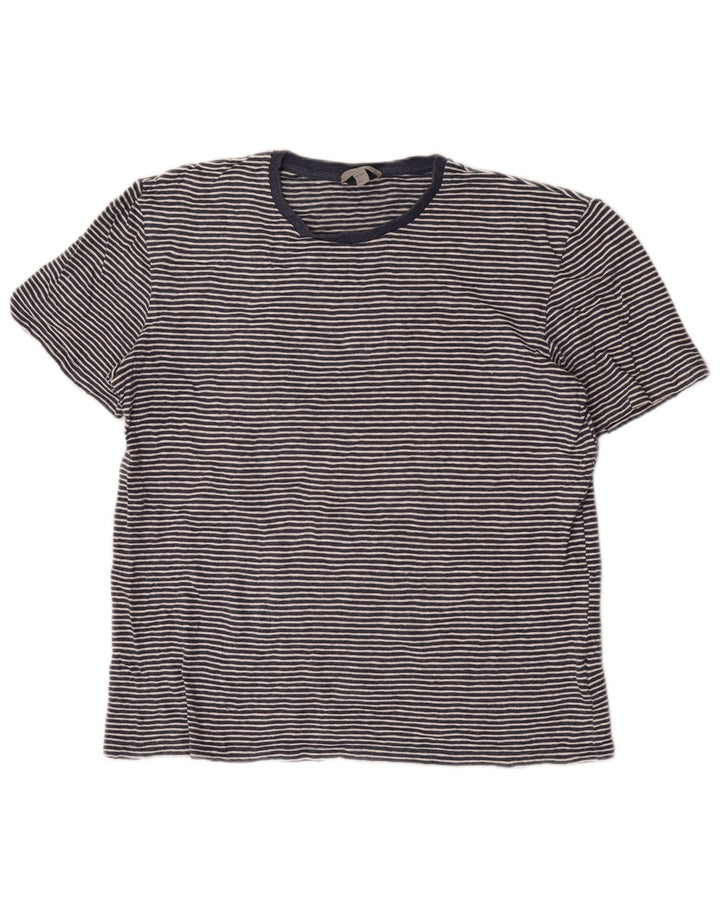 Cos Camiseta Masculina Top Médio Algodão Listrado Azul