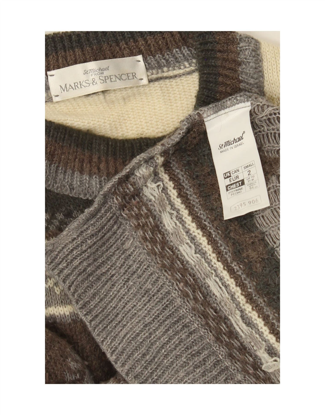 Suéter masculino Marks & Spencer St. Michael com gola redonda, marrom pequeno