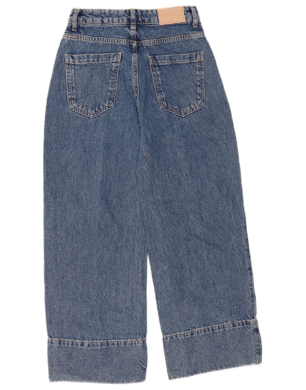 Zara Calça jeans feminina folgada cintura alta EU 32 2XS W22 L25 algodão azul