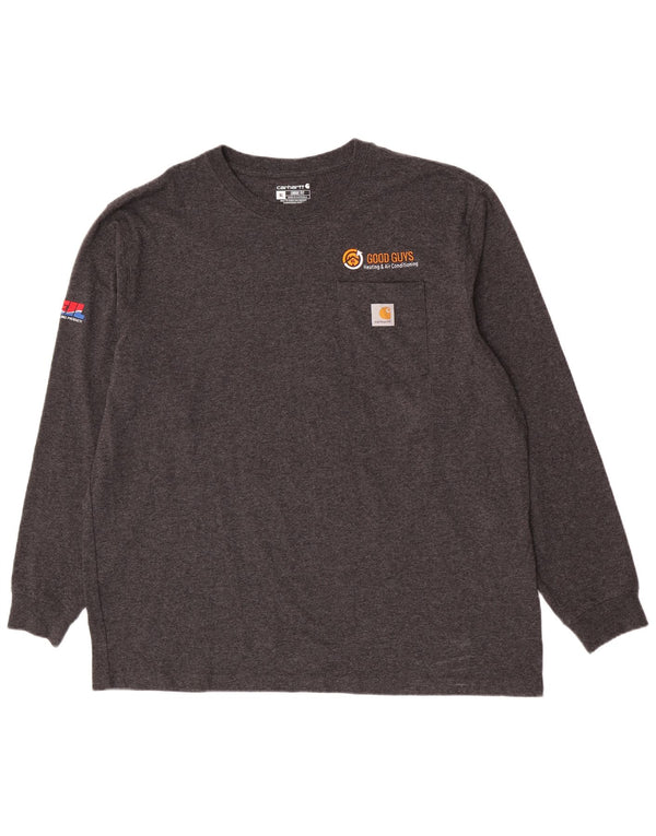 Carhartt Mens Loose Fit Gráfico Top Manga Longa XL Cinza Algodão