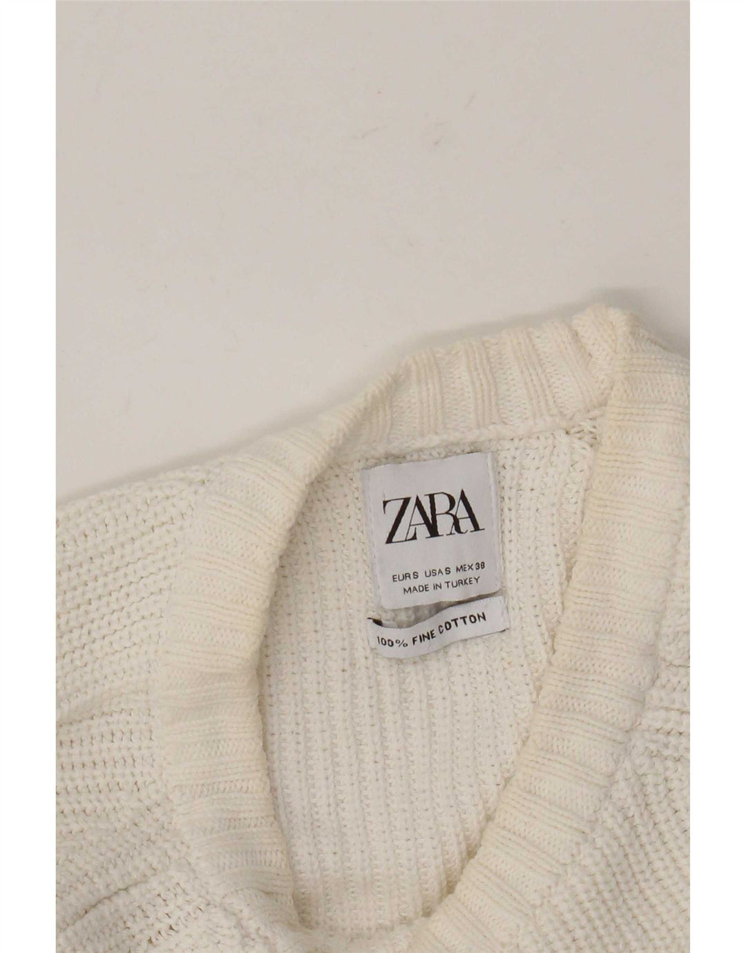 Zara Suéter masculino com gola redonda, pequeno algodão branco