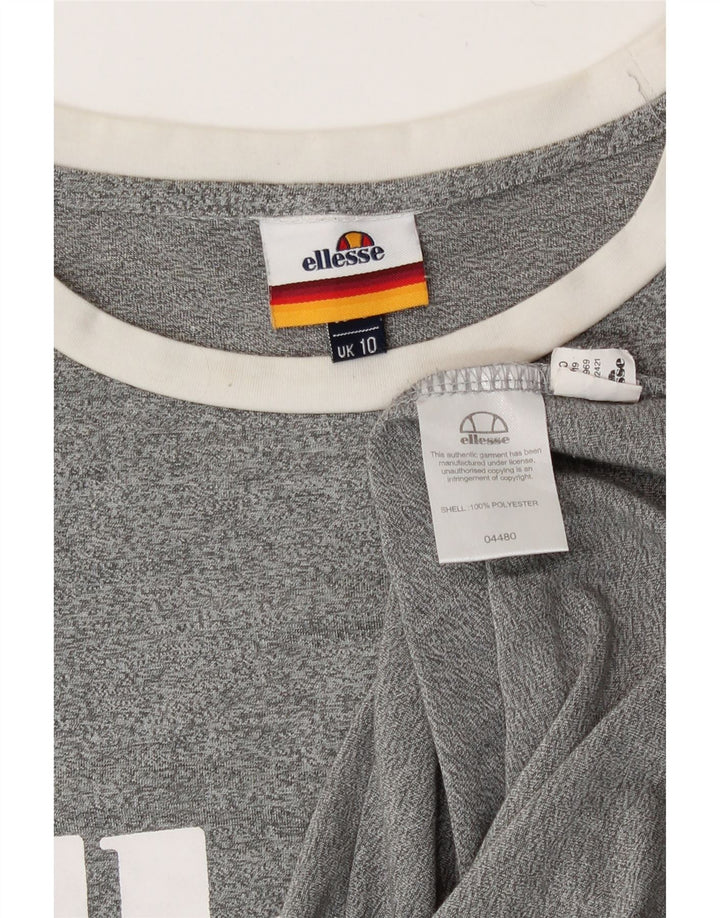 Camiseta feminina Ellesse com estampa gráfica UK 10 poliéster manchado cinza pequeno