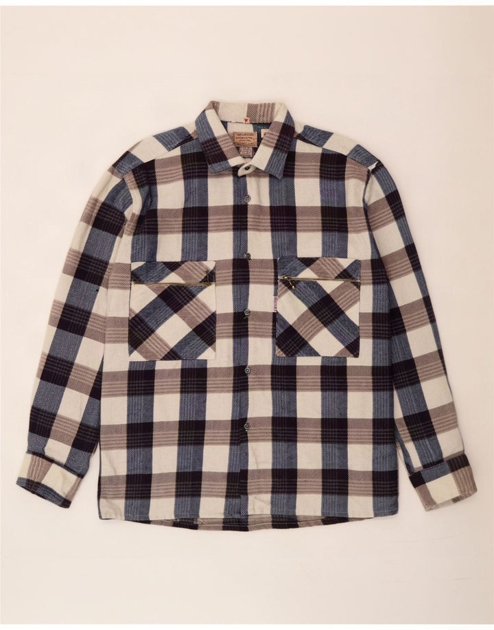 Camisa masculina vintage de flanela média xadrez multicolorida