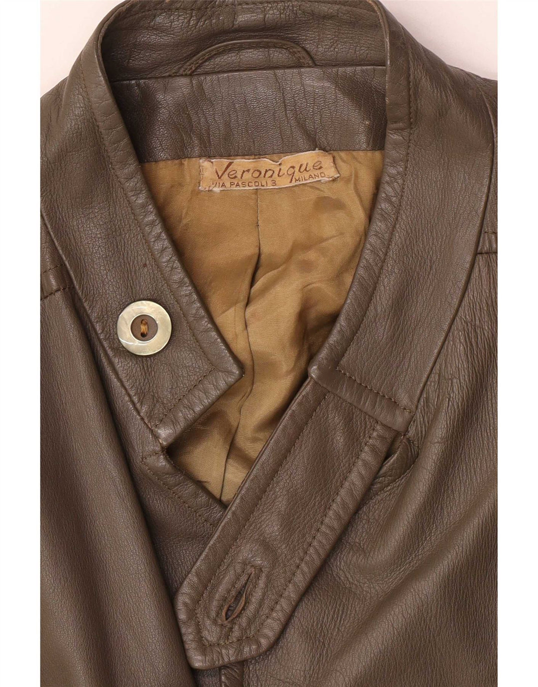 Jaqueta de couro feminina vintage IT 48 XL cáqui