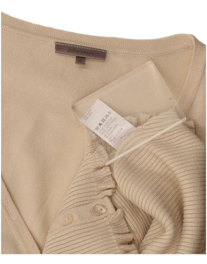 Suéter cardigã feminino John Lewis Reino Unido 10 viscose bege pequeno