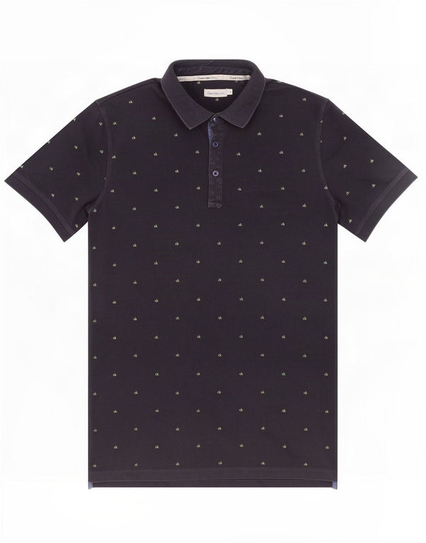 Camisa polo masculina Calvin Klein Jeans gráfica média azul marinho algodão manchado