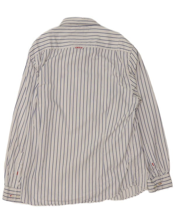 Crew Clothing Camisa masculina sob medida XL algodão listrado branco