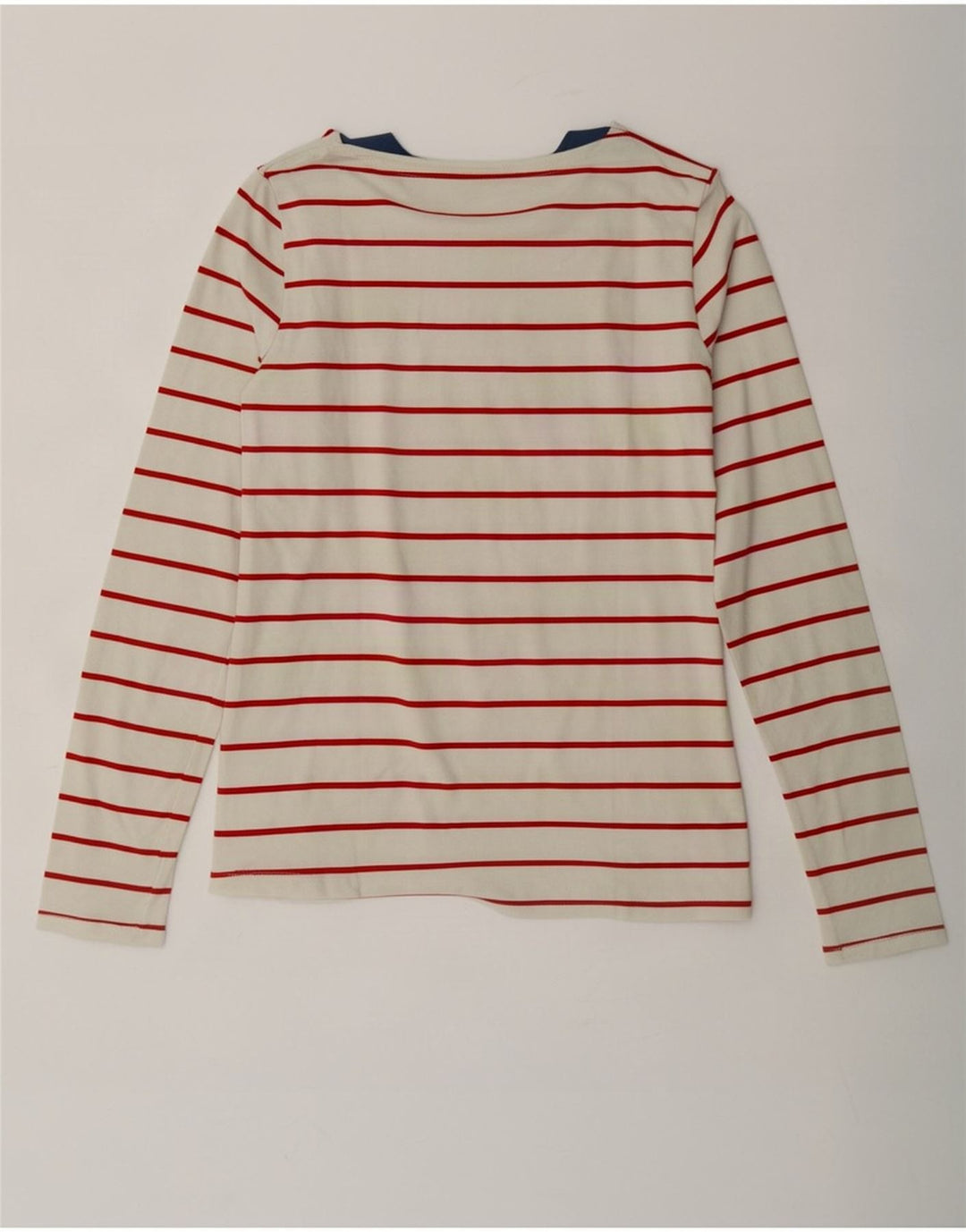 Top feminino Lacoste manga comprida tamanho 38 médio off white algodão listrado