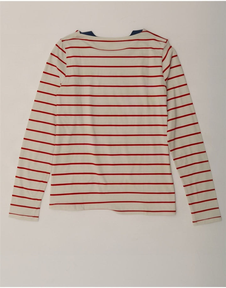 Top feminino Lacoste manga comprida tamanho 38 médio off white algodão listrado