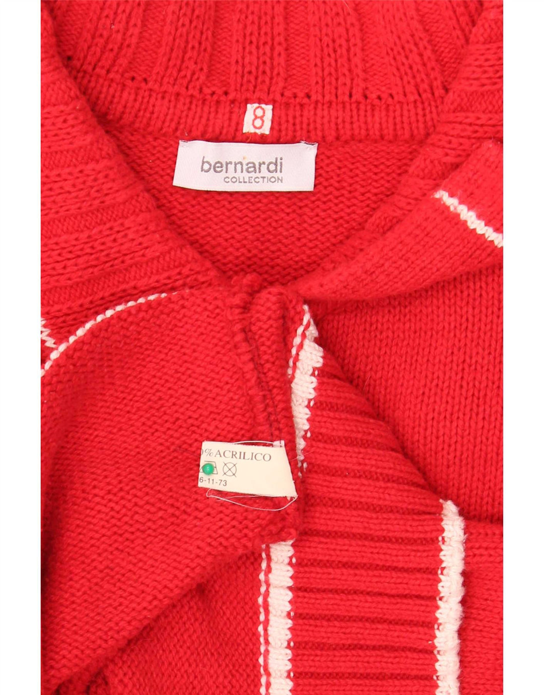Suéter cardigã feminino Bernardi com zíper completo US 8 algodão vermelho médio
