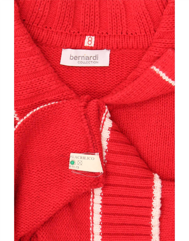 Suéter cardigã feminino Bernardi com zíper completo US 8 algodão vermelho médio