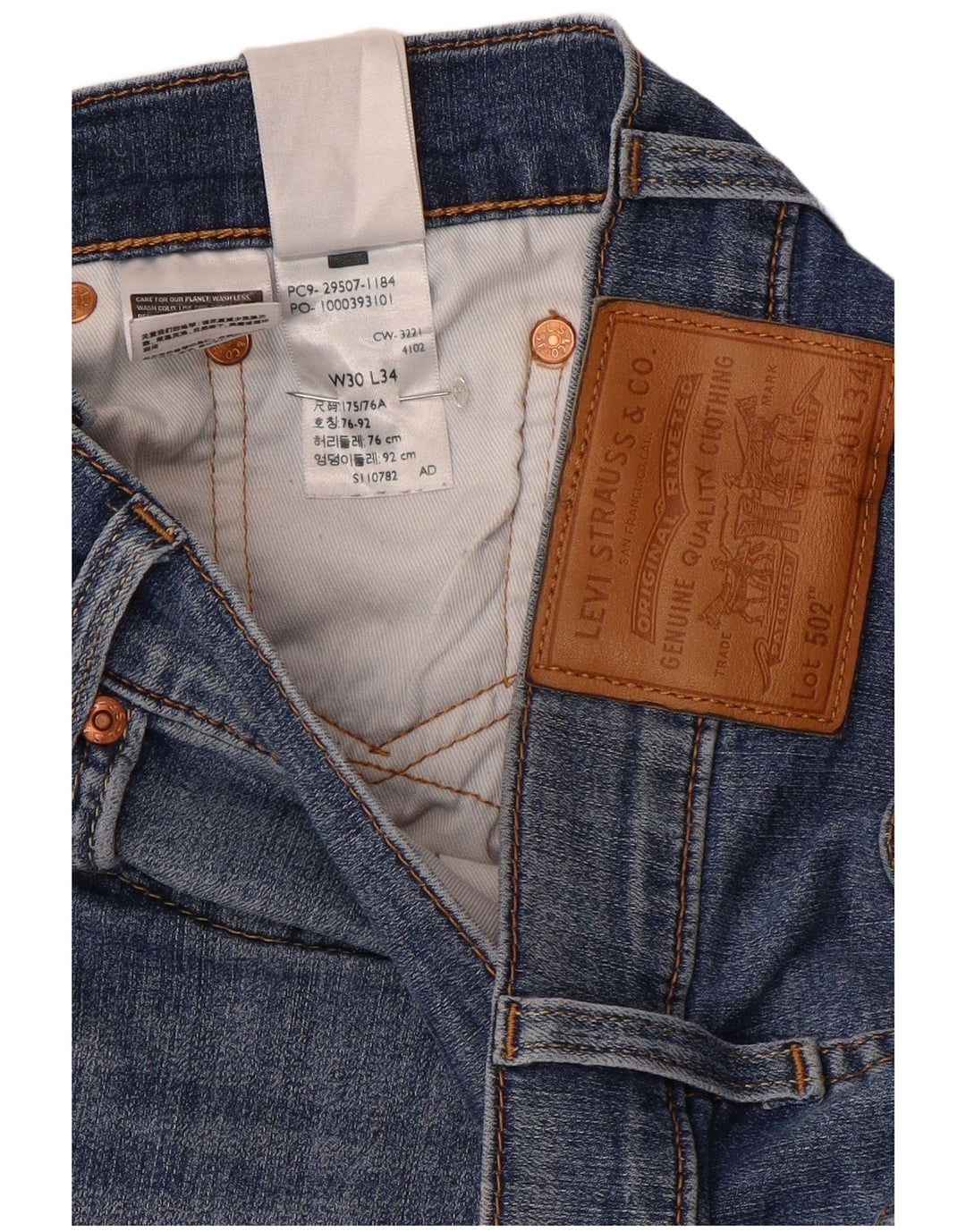 Levi's Masculino 502 Tapered Jeans W30 L34 Azul Algodão