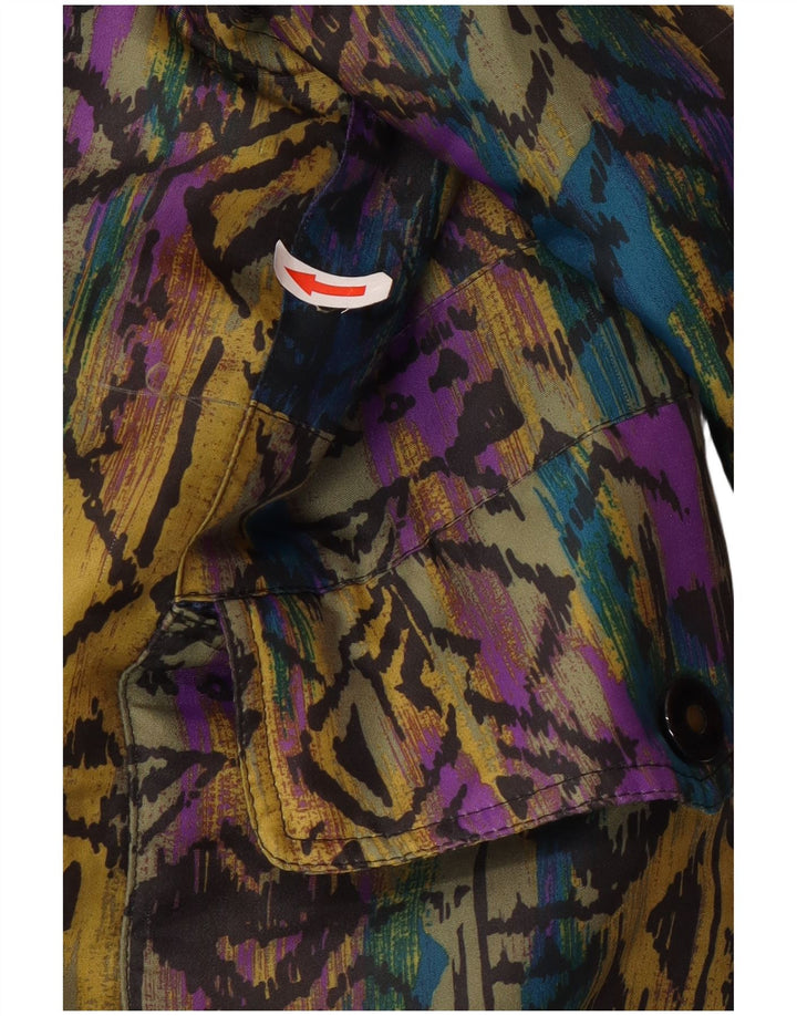 Jaqueta corta-vento feminina vintage EU 40 médio multicolorido geométrico