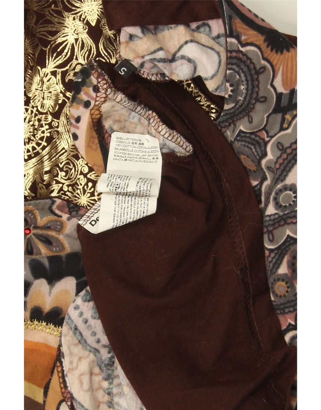 Top túnica feminina assimétrica gráfica DESIGUAL Reino Unido 10 pequeno marrom floral
