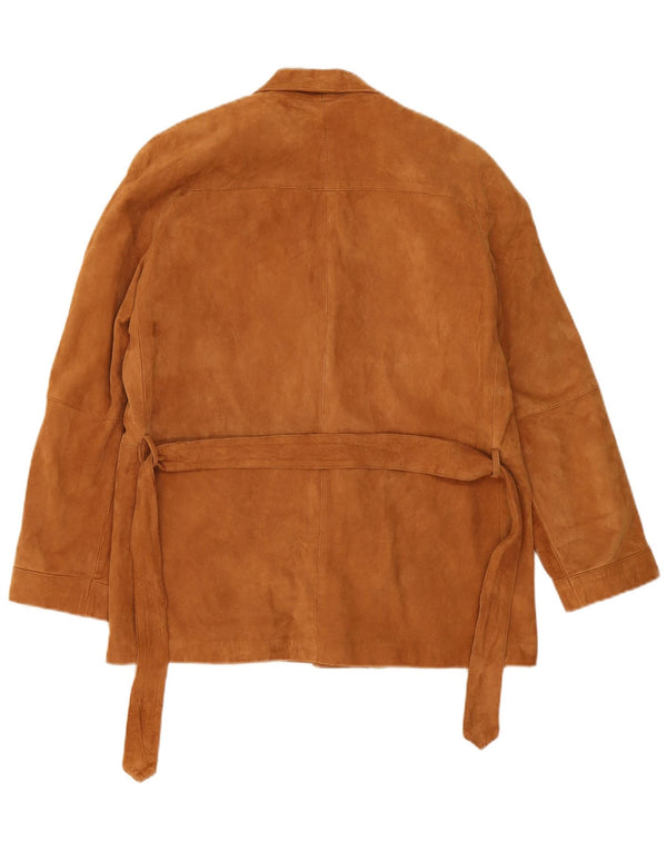 Jaqueta blazer feminina vintage de camurça com 2 botões IT 44 marrom médio