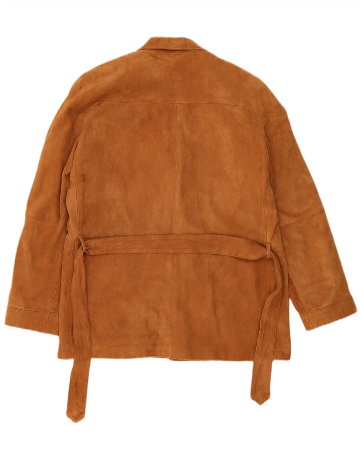 Jaqueta blazer feminina vintage de camurça com 2 botões IT 44 marrom médio