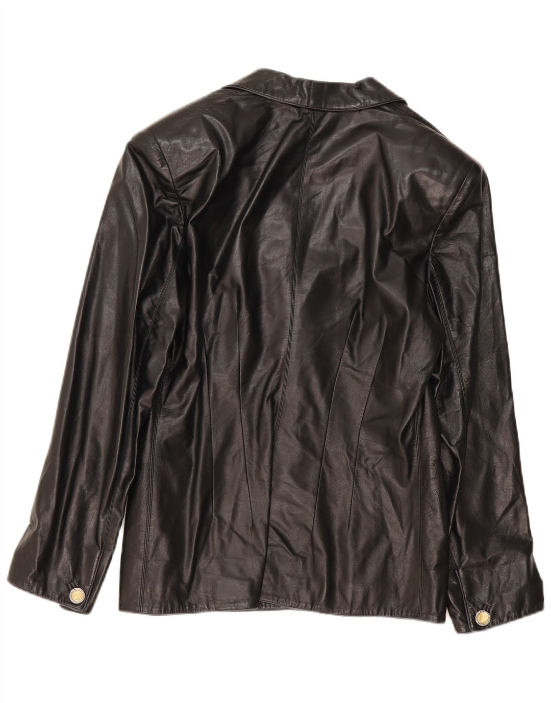 Jaqueta blazer feminina vintage de couro com 2 botões IT 44 couro preto médio