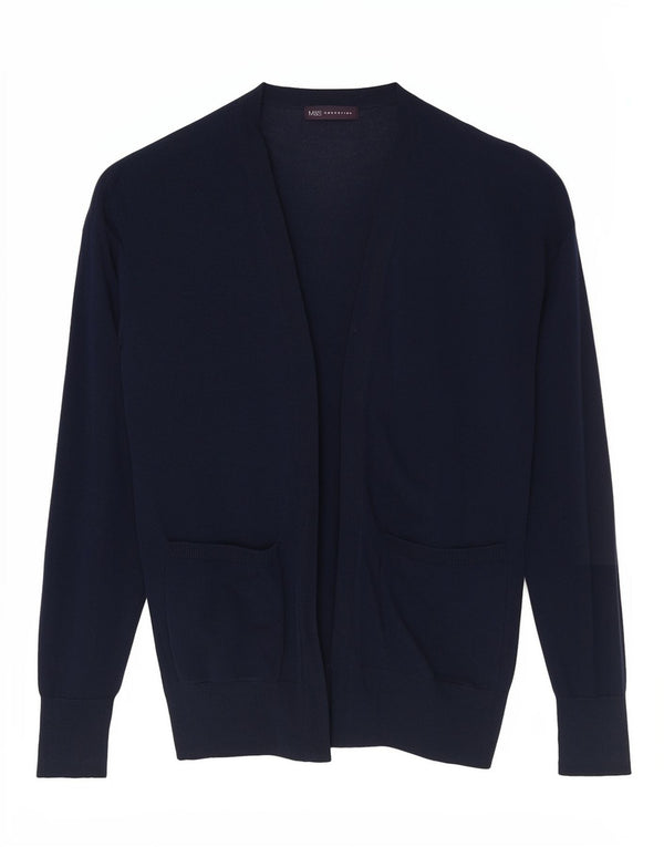 Marks & Spencer Suéter feminino Longline Open Cardigan Reino Unido 6 XS Azul marinho