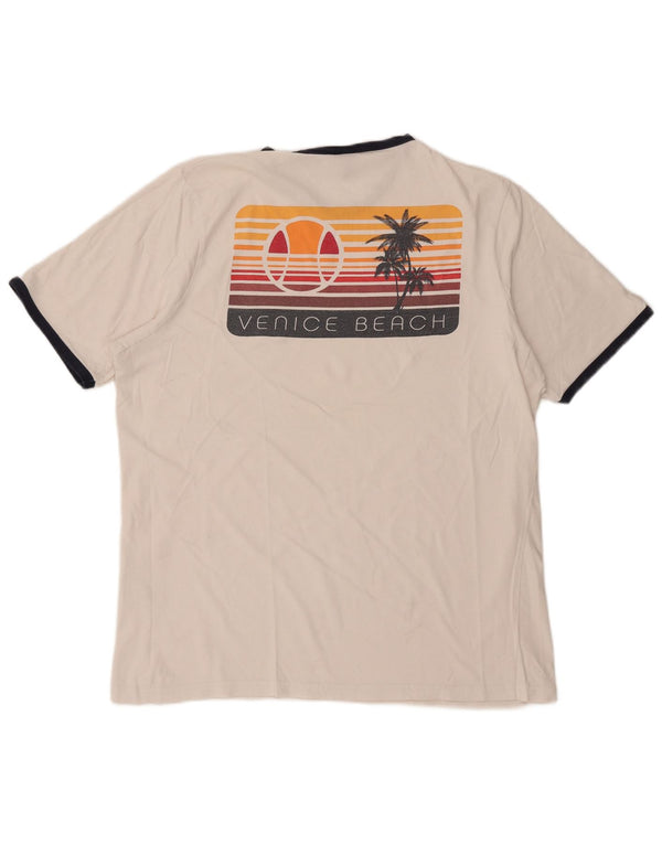 Ellesse Camiseta masculina gráfica Top 4XL algodão branco