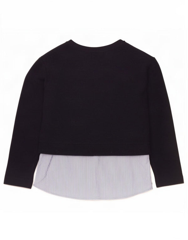 Top feminino Marks & Spencer de manga comprida UK 14 grande bloco colorido azul marinho