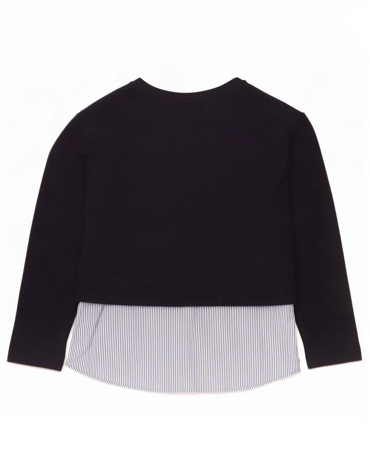 Top feminino Marks & Spencer de manga comprida UK 14 grande bloco colorido azul marinho