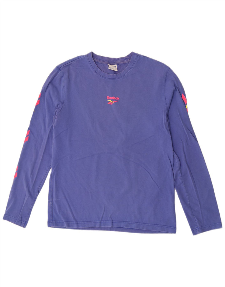 Reebok Mens Graphic Top manga comprida médio algodão roxo