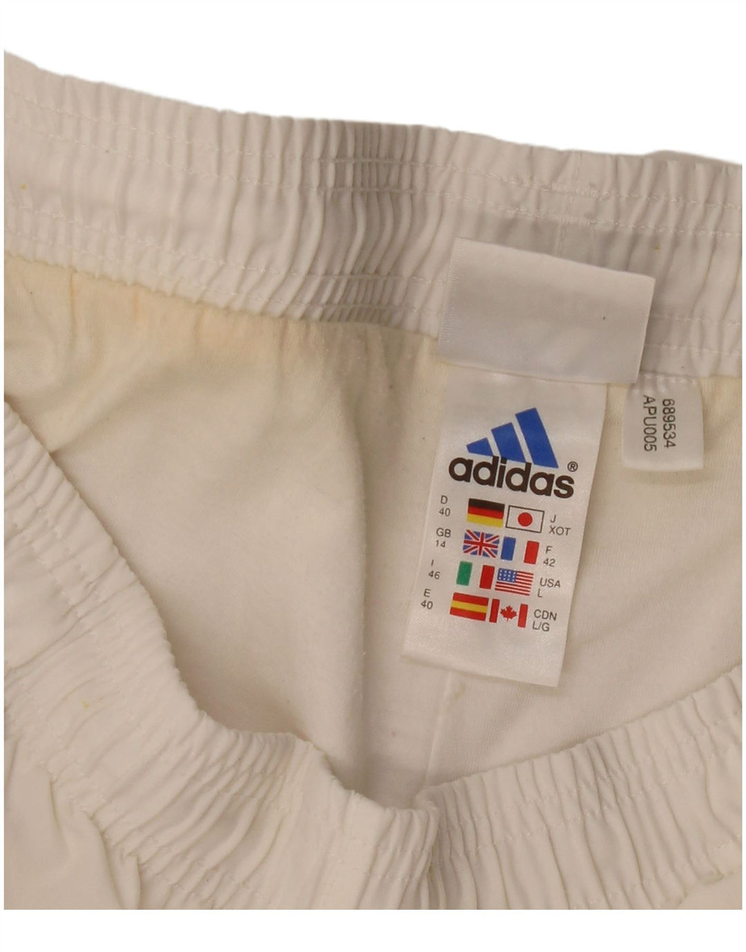 Calça de treino feminina Adidas UK 14 grande poliéster branco