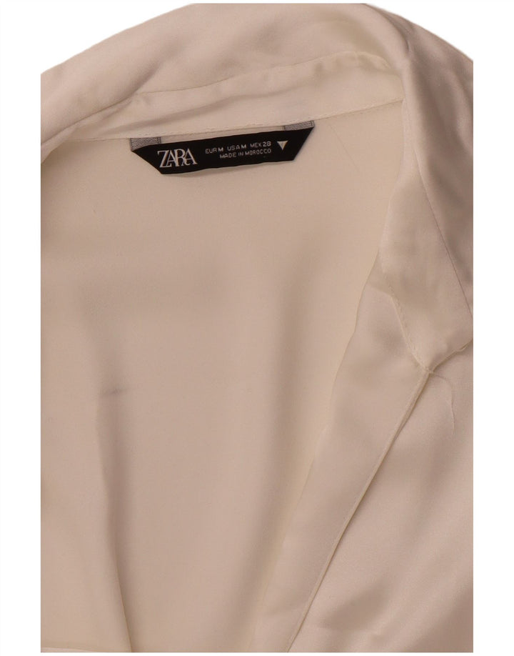 ZARA Vestido feminino pulôver camisa Reino Unido 14 médio branco seda