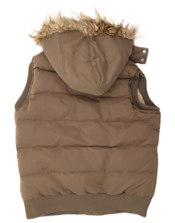 Jaqueta acolchoada com capuz para mulheres gordas, poliéster cáqui médio Reino Unido 14