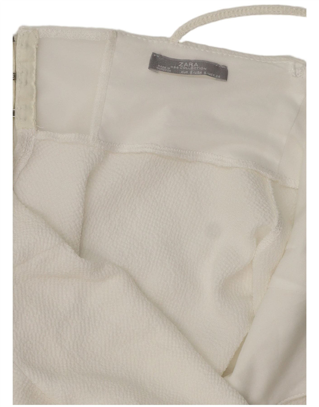 Top Zara feminino assimétrico cami UK 8 pequeno branco