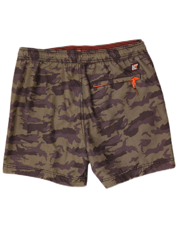 Superdry Shorts de natação masculino gráfico grande poliéster camuflado cáqui