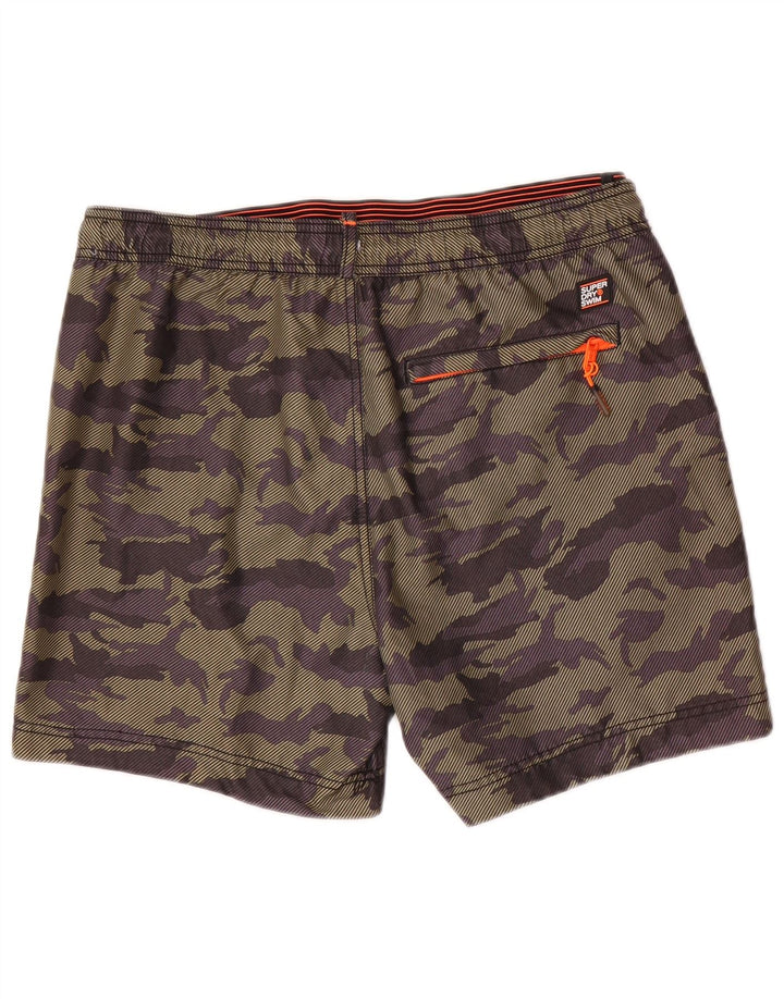 Superdry Shorts de natação masculino gráfico grande poliéster camuflado cáqui