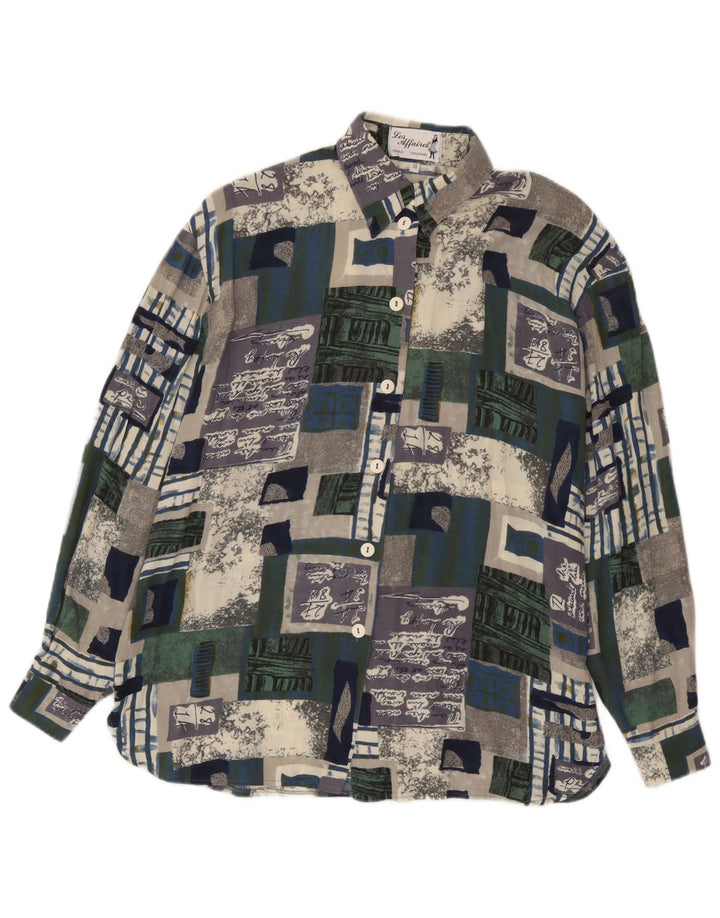 Blusa feminina estampada vintage EU 38 patchwork multicolorido médio