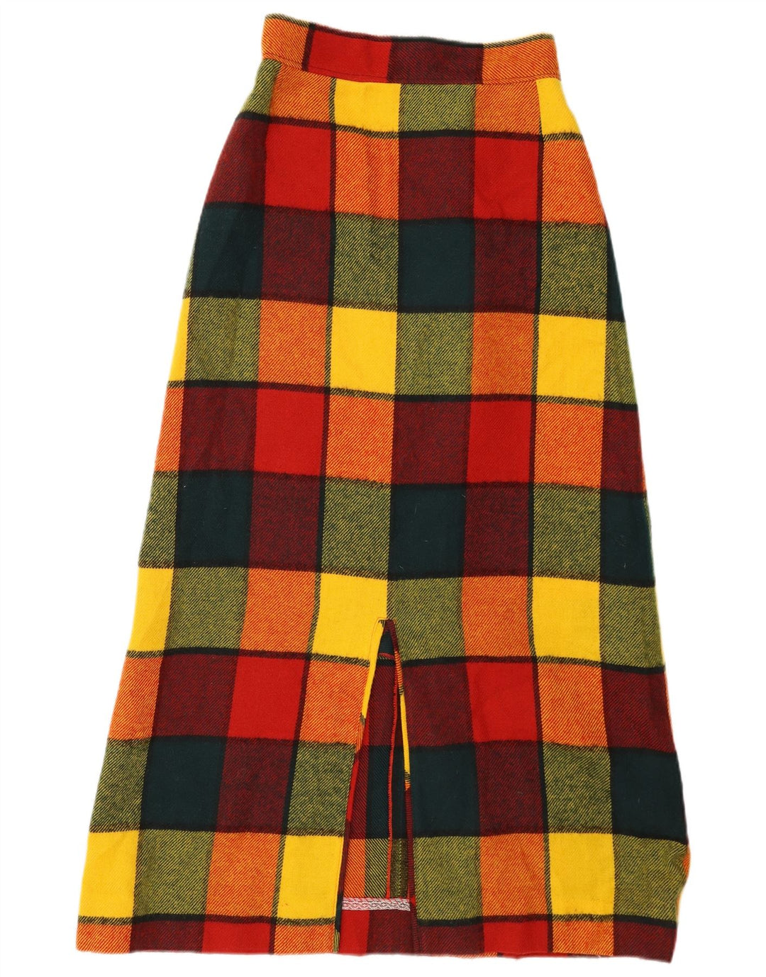 Saia maxi feminina David Smith EUA 8 médio W26 xadrez multicolorido