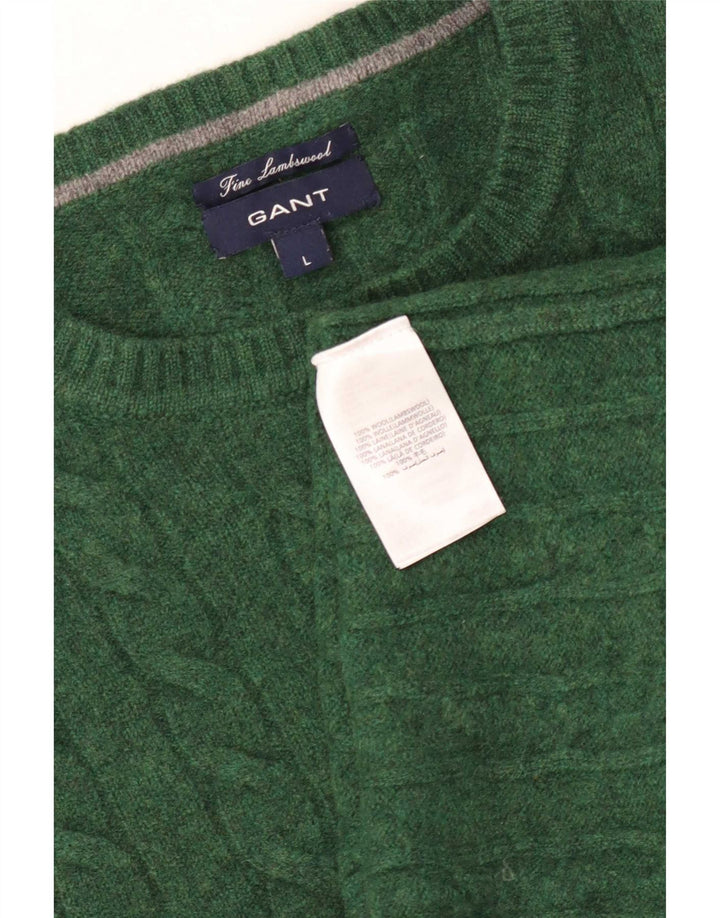 Suéter masculino Gant com gola canoa e lã de carneiro verde grande
