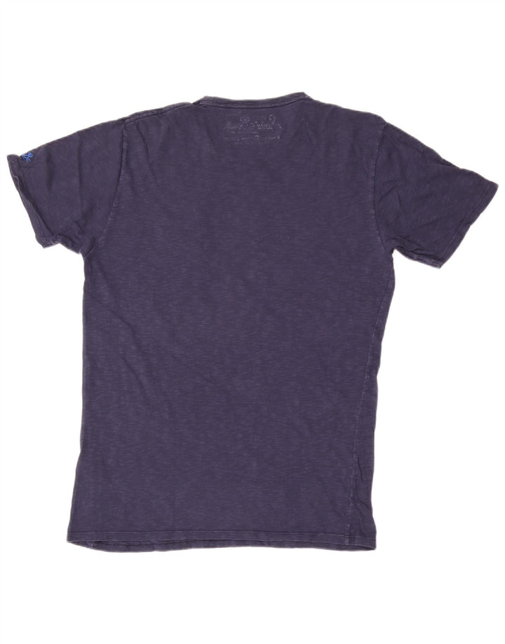 Camiseta masculina MC2 SAINT BARTH Top médio azul marinho manchado de algodão