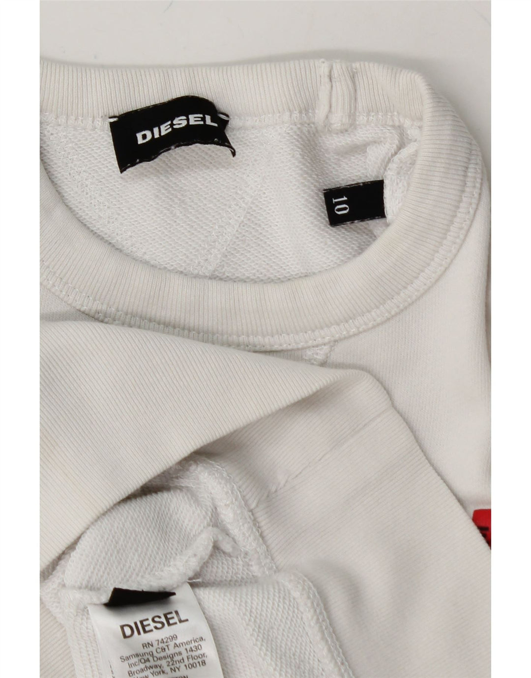 DIESEL Boys Graphic Sweatshirt Jumper 9-10 Years White Cotton Vintage Diesel and Second-Hand Diesel from Messina Hembry 