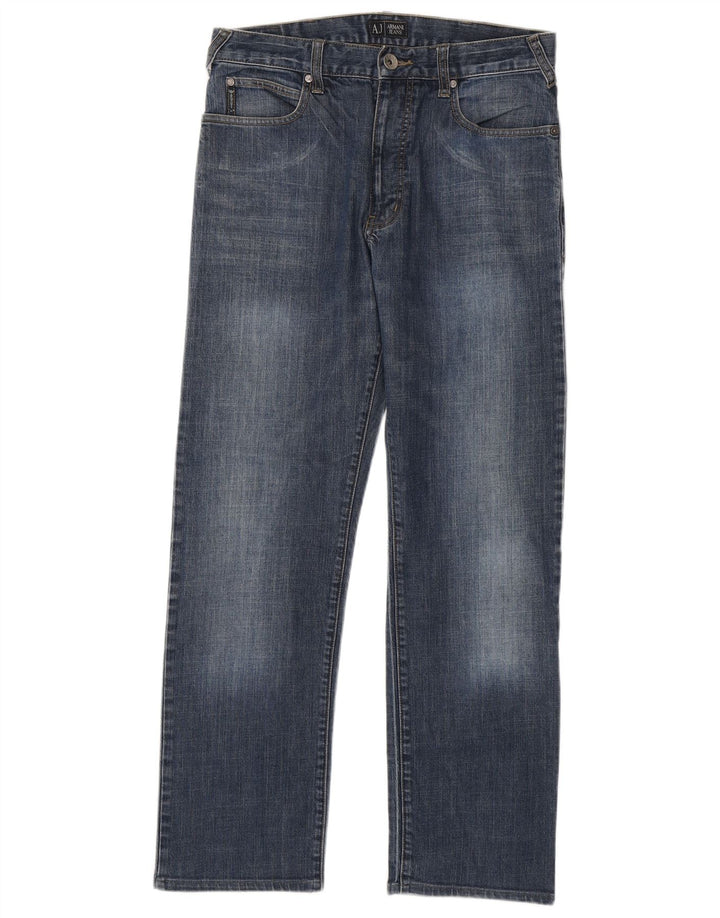 Calça jeans reta masculina Armani W32 L31 algodão azul